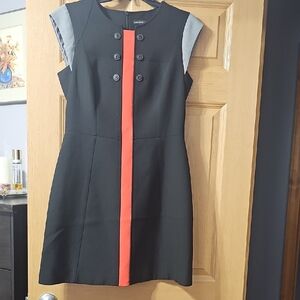 Karen Millen Black and Red Sheath Dress Cap Sleeve